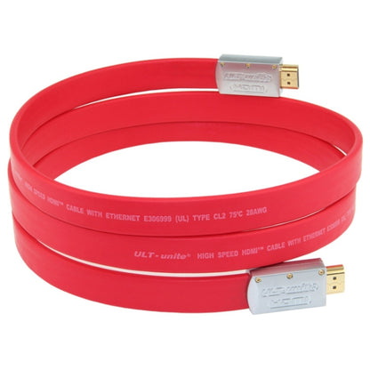 ULT-unite 4K Ultra HD Gold-plated HDMI to HDMI Flat Cable, Cable Length:1.5m(Red) - Cable by ult-unite | Online Shopping UK | buy2fix