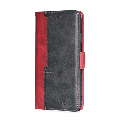 For Samsung Galaxy S22 Ultra 5G Retro Texture Contrast Color Side Buckle Horizontal Flip Leather Case with Holder & Card Slots & Wallet(Red) - Samsung Accessories by buy2fix | Online Shopping UK | buy2fix