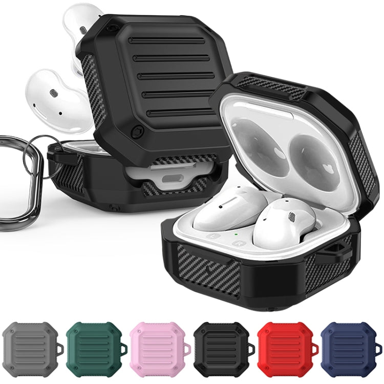 For Samsung Galaxy Buds Live / Buds 2 / Buds Pro / Buds 2 Pro Shockproof Carbon Fiber Luggage Earphone Protective Case with Hook(Green) - Samsung Earphone Case by buy2fix | Online Shopping UK | buy2fix