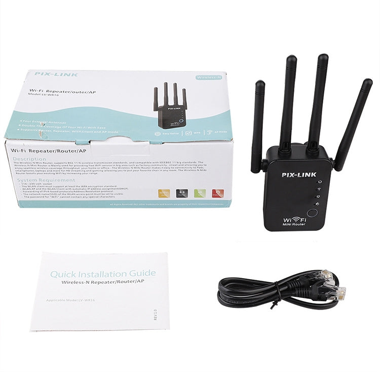 Wireless Smart WiFi Router Repeater with 4 WiFi Antennas, Plug Specification:UK Plug(Black) -  by buy2fix | Online Shopping UK | buy2fix