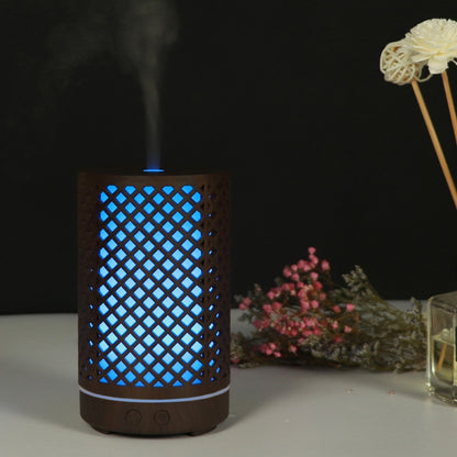 200ml Hollow-out Forest Pattern Wooden Essential Oil Aromatherapy Machine Ultrasonic Humidifier Automatic Alcohol Sprayer, Plug Specification:US Plug(Dark Brown-1) - Home & Garden by buy2fix | Online Shopping UK | buy2fix