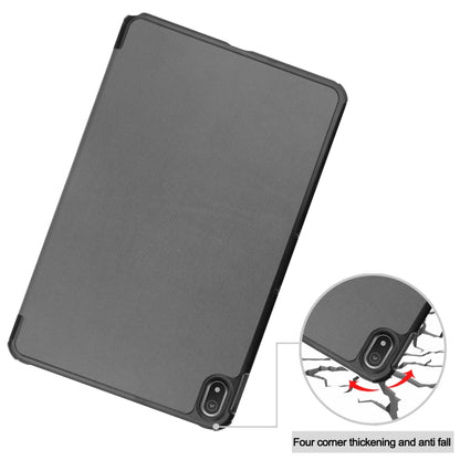 For Nokia T20 Three-folding Holder Custer Texture Leather Tablet Case(Grey) - Mobile Accessories by buy2fix | Online Shopping UK | buy2fix