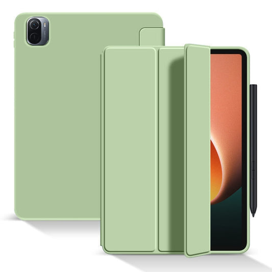 For Xiaomi Pad 5 / Pad 5 Pro Skin Feel Matte Honeycomb Leather Tablet Case with Tri-fold Bracket(Light Green) - More Tablet Cases by buy2fix | Online Shopping UK | buy2fix