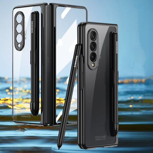 For Samsung Galaxy Z Fold3 5G GKK Integrated Electroplating + Glass Phone Case with Pen Slot(Black) - Galaxy Phone Cases by GKK | Online Shopping UK | buy2fix