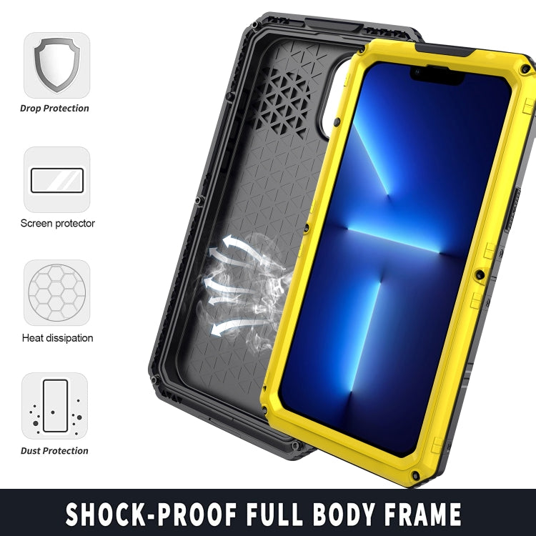 For iPhone 13 Pro Max Shockproof Waterproof Dustproof Metal + Silicone Phone Case with Screen Protector (Yellow) - iPhone 13 Pro Max Cases by buy2fix | Online Shopping UK | buy2fix