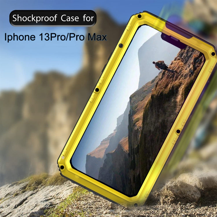 For iPhone 13 Pro Max Shockproof Waterproof Dustproof Metal + Silicone Phone Case with Screen Protector (Yellow) - iPhone 13 Pro Max Cases by buy2fix | Online Shopping UK | buy2fix