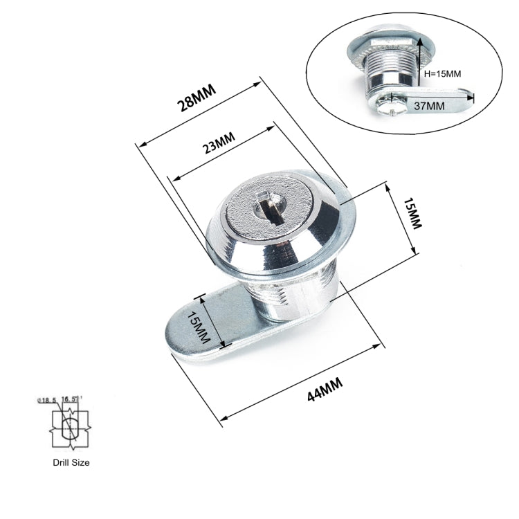 A2922-02 4 in 1 15mm Cylinder Drawer & Cabinet Lock Cam Locks - In Car by buy2fix | Online Shopping UK | buy2fix