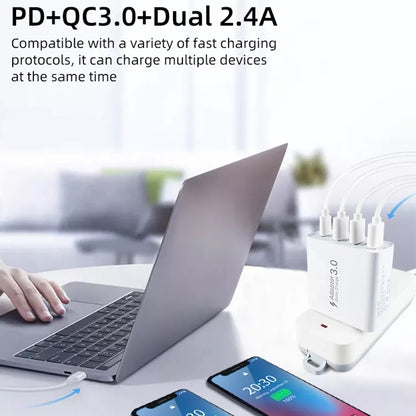 A3 PD 18W USB-C / Type-C + QC3.0 USB + Dual USB Interface Travel Charger - Apple Accessories by buy2fix | Online Shopping UK | buy2fix