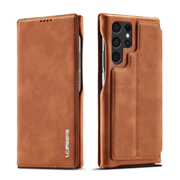 For Samsung Galaxy S22 Ultra 5G LC.IMEEKE Hon Ancient Series Horizontal Flip Leather Phone Case(Brown) - Samsung Accessories by LC.IMEEKE | Online Shopping UK | buy2fix