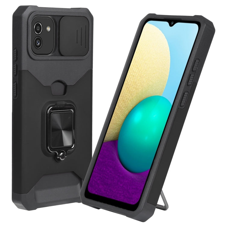 For Samsung Galaxy A03 Sliding Camera Cover Design PC + TPU Shockproof Phone Case(Black) - Samsung Accessories by buy2fix | Online Shopping UK | buy2fix
