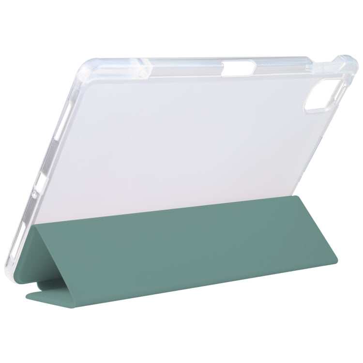 For Xiaomi Mi Pad 5 Pen Slot Transparent Back Cover Leather Tablet Case(Green) - Xiaomi Accessories by buy2fix | Online Shopping UK | buy2fix