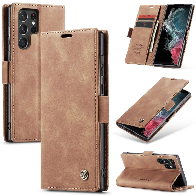 For Samsung Galaxy S22 Ultra 5G CaseMe 013 Multifunctional Leather Phone Case(Brown) - Samsung Accessories by CaseMe | Online Shopping UK | buy2fix