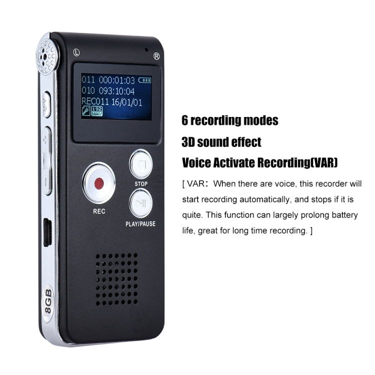 SK-012 4GB USB Dictaphone Digital Audio Voice Recorder with WAV MP3 Player VAR Function(Black) - Consumer Electronics by buy2fix | Online Shopping UK | buy2fix