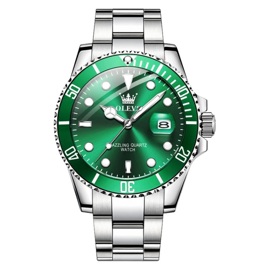 OLEVS 5885 Men Fashion Waterproof Luminous Quartz Watch(Green) - Metal Strap Watches by OLEVS | Online Shopping UK | buy2fix
