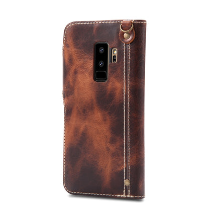 For Galaxy S9 Plus Denior Oil Wax Cowhide Magnetic Button Horizontal Flip Leather Case with Card Slots & Wallet(Brown) - Galaxy Phone Cases by Denior | Online Shopping UK | buy2fix