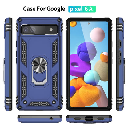 For Google Pixel 6A Shockproof TPU + PC Protective Case with 360 Degree Rotating Holder(Blue) - Google Cases by buy2fix | Online Shopping UK | buy2fix