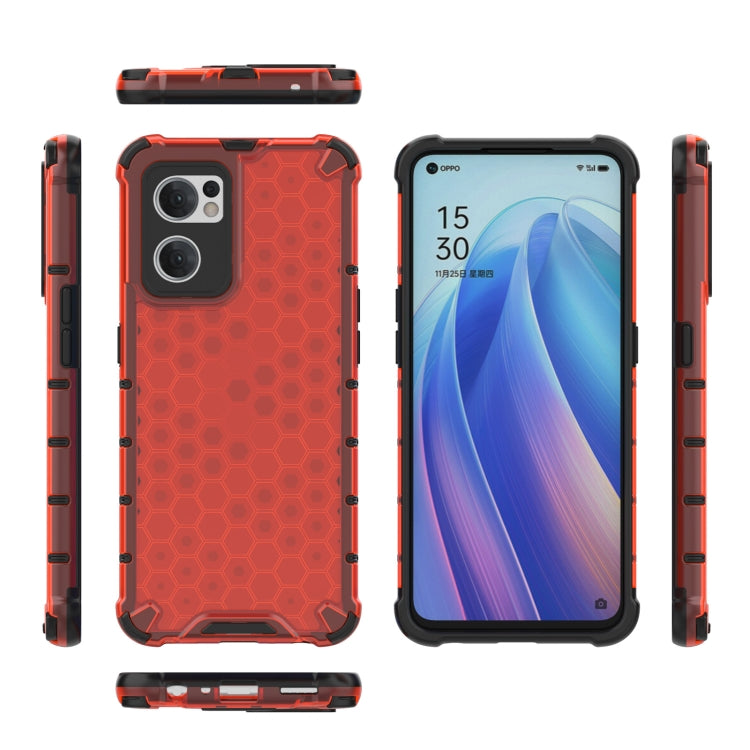 For OPPO Reno7 5G Global / Find X5 Lite Shockproof Honeycomb PC + TPU Phone Case(Red) - OPPO & vivo Accessories by buy2fix | Online Shopping UK | buy2fix