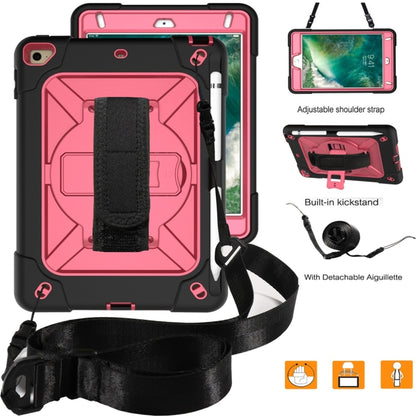 For iPad Mini 5 / 4 Contrast Color Silicone + PC Combination Case with Holder(Black + Rose Red) - Apple Accessories by buy2fix | Online Shopping UK | buy2fix