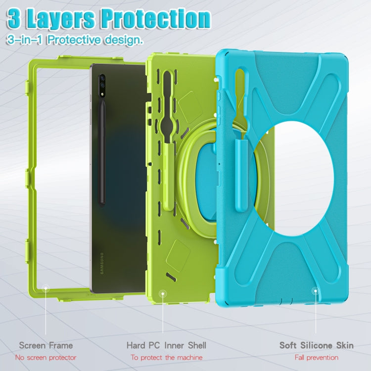For Samsung Galaxy Tab S8 Ultra X900 Silicone + PC Tablet Protective Case(Light Blue+Yellow Green) - Galaxy Tab S8 Ultra Cases by buy2fix | Online Shopping UK | buy2fix