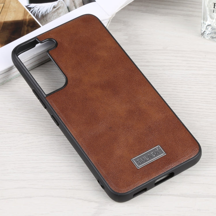 For Samsung Galaxy S22 5G SULADA Shockproof TPU + Handmade Leather Phone Case(Brown) - Galaxy S22 5G Cases by SULADA | Online Shopping UK | buy2fix