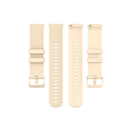 For Garmin Vivoactive 4S Small Plaid Silicone Watch Band(Beige) - Smart Wear by buy2fix | Online Shopping UK | buy2fix