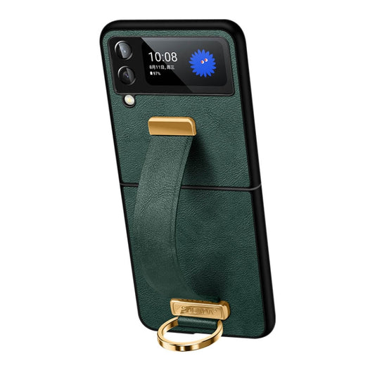 For Samsung Galaxy Z Flip3 SULADA Cool Series PC + Leather Texture Skin Feel Shockproof Phone Case(Green) - Galaxy Phone Cases by SULADA | Online Shopping UK | buy2fix