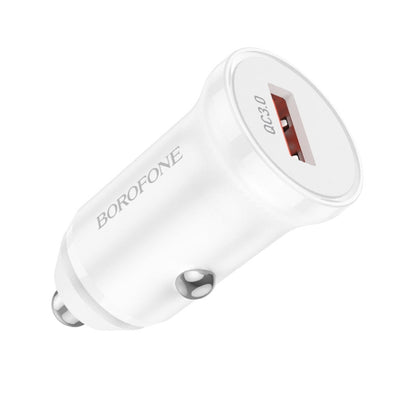 Borofone BZ18 Single USB Port QC3.0 Car Charger(White) - In Car by Borofone | Online Shopping UK | buy2fix