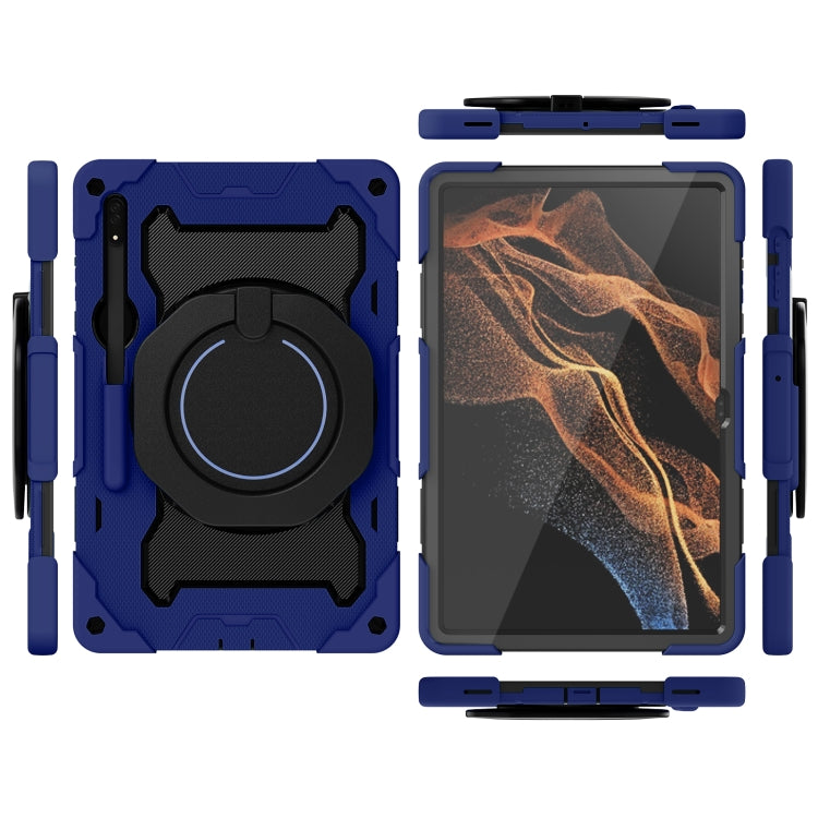 For Samsung Galaxy Tab S8 Ultra Armor Contrast Color Silicone + PC Tablet Case(Navy Blue) - Galaxy Tab S8 Ultra Cases by buy2fix | Online Shopping UK | buy2fix