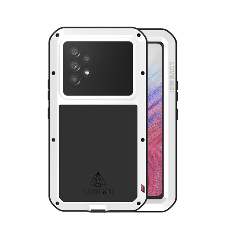 For Samsung Galaxy A53 LOVE MEI Metal Shockproof Waterproof Dustproof Protective Phone Case with Glass(White) - Galaxy Phone Cases by LOVE MEI | Online Shopping UK | buy2fix