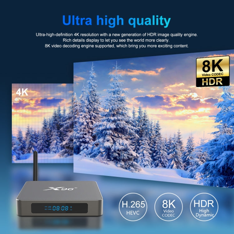 X96 X6 8K Smart TV BOX Android 11.0 Media Player, RK3566 Quad Core ARM Cortex A55, RAM: 8GB, ROM: 128GB, Plug Type:US Plug - Consumer Electronics by buy2fix | Online Shopping UK | buy2fix