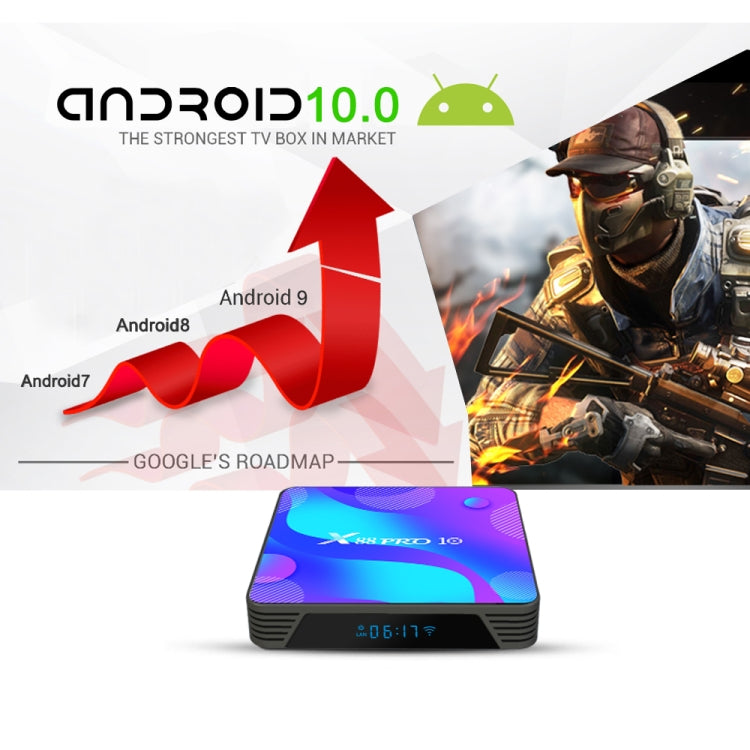X88 PRO10 4K Smart TV BOX Android 11.0 Media Player, RK3318 Quad-Core 64bit Cortex-A53, RAM: 4GB, ROM: 32GB(UK Plug) - Consumer Electronics by buy2fix | Online Shopping UK | buy2fix