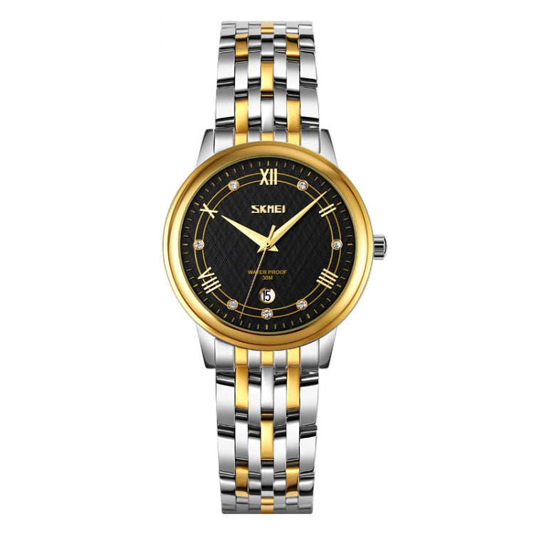 SKMEI 9272 Stainless Steel Buckle Strap Waterproof Quartz Watch Women(Gold and Black) - Alloy Watches by SKMEI | Online Shopping UK | buy2fix