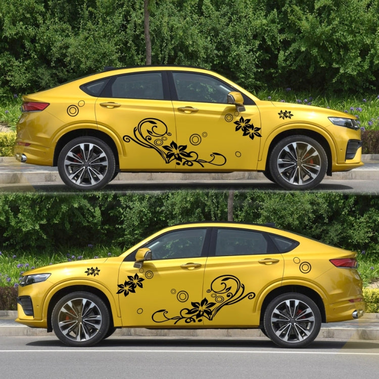 2 PCS/Set D-75 Flower Vine Pattern Car Modified Decorative Sticker(Black) - In Car by buy2fix | Online Shopping UK | buy2fix