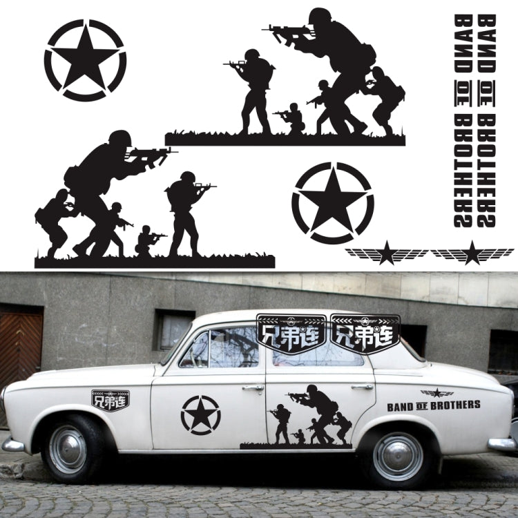 2 PCS/Set D-135 Band of Brothers Pattern Car Modified Decorative Sticker(Red) - In Car by buy2fix | Online Shopping UK | buy2fix