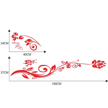 2 PCS/Set D-251 Butterfly Love Flowers Pattern Car Modified Decorative Sticker(Red) - In Car by buy2fix | Online Shopping UK | buy2fix