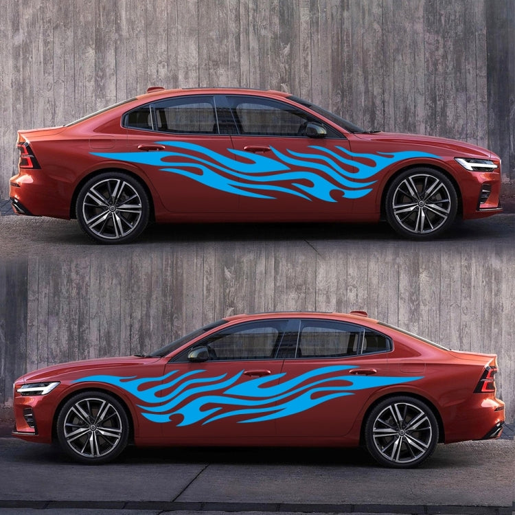 2 PCS/Set D-476 Fire Element Pattern Car Modified Decorative Sticker(Blue) - In Car by buy2fix | Online Shopping UK | buy2fix
