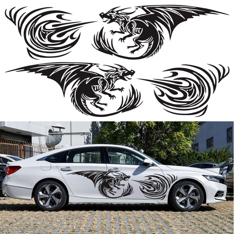 2 PCS/Set D-498 Pterosaur Spitfire Pattern Car Modified Decorative Sticker(Black) - In Car by buy2fix | Online Shopping UK | buy2fix