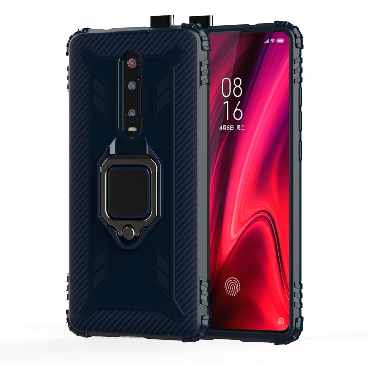 For Xiaomi 9T & 9T Pro & Redmi K20 & Redmi K20 Pro Carbon Fiber Protective Case with 360 Degree Rotating Ring Holder(Blue) - Xiaomi Accessories by buy2fix | Online Shopping UK | buy2fix