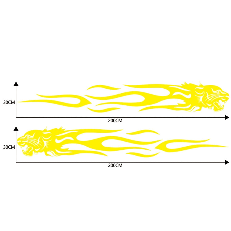 2 PCS/Set D-815 Flame Lion Pattern Car Modified Decorative Sticker(Yellow) - In Car by buy2fix | Online Shopping UK | buy2fix