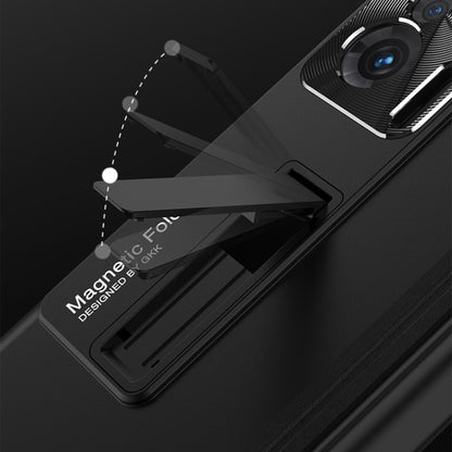 For Honor Magic V GKK Magnetic Hinge Flip Phone Case with Holder(Black) - Honor Cases by GKK | Online Shopping UK | buy2fix