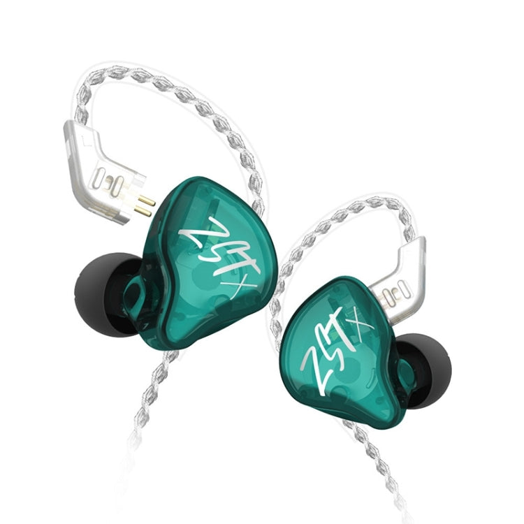 KZ-ZST X 1.25m Ring Iron Hybrid Driver In-Ear Noise Cancelling Earphone, Style:Without Microphone(Hyun Cyan) - In Ear Wired Earphone by KZ | Online Shopping UK | buy2fix