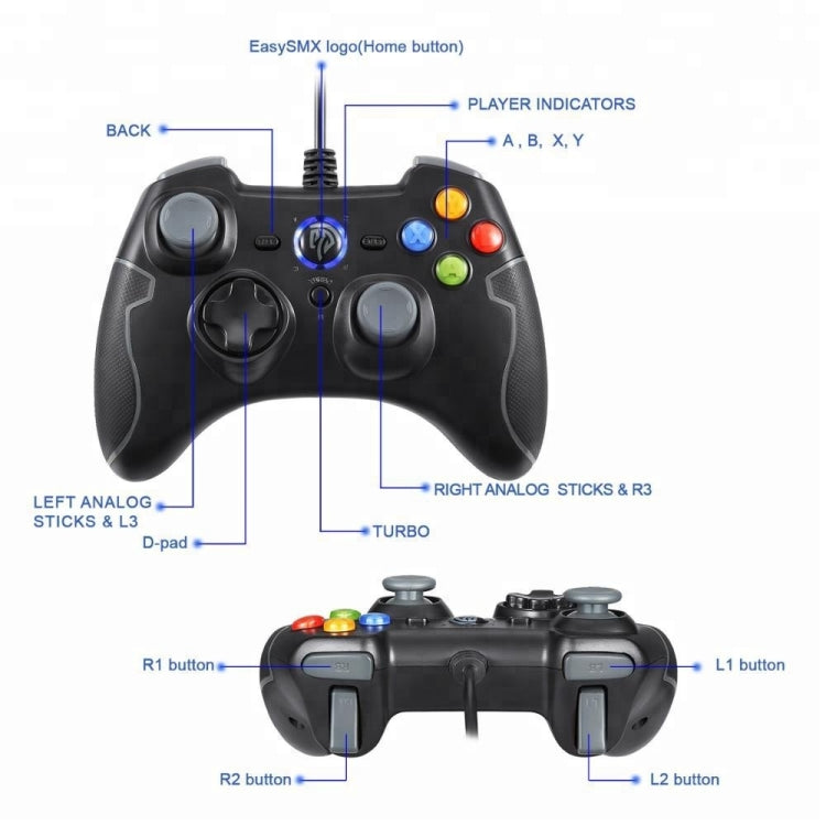 EasySMX ESM-9100 Wired Game Controller for PC / Android / PS3(Grey) - Gamepads by buy2fix | Online Shopping UK | buy2fix