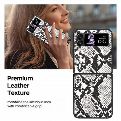 For Samsung Galaxy Z Flip4 Leather Shockproof Protective Phone Case(Snake Texture) - Samsung Accessories by buy2fix | Online Shopping UK | buy2fix