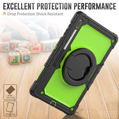 For Samsung Galaxy Tab S8 Ultra Bracelet Holder Silicone + PC Tablet Case(Yellow Green) - Galaxy Tab S8 Ultra Cases by buy2fix | Online Shopping UK | buy2fix