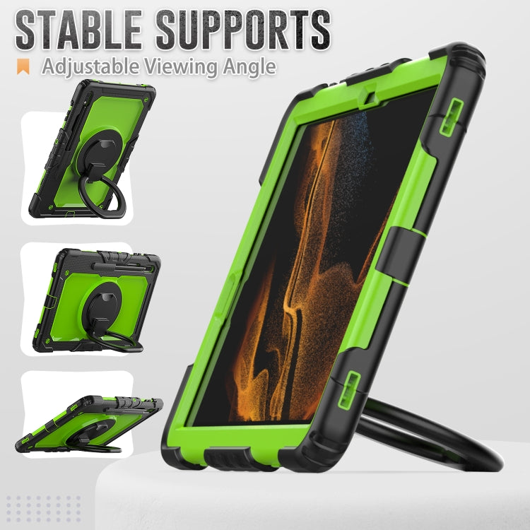 For Samsung Galaxy Tab S8+ / S7+ Bracelet Holder Silicone + PC Tablet Case(Yellow Green) - Galaxy Tab S8+ Cases by buy2fix | Online Shopping UK | buy2fix