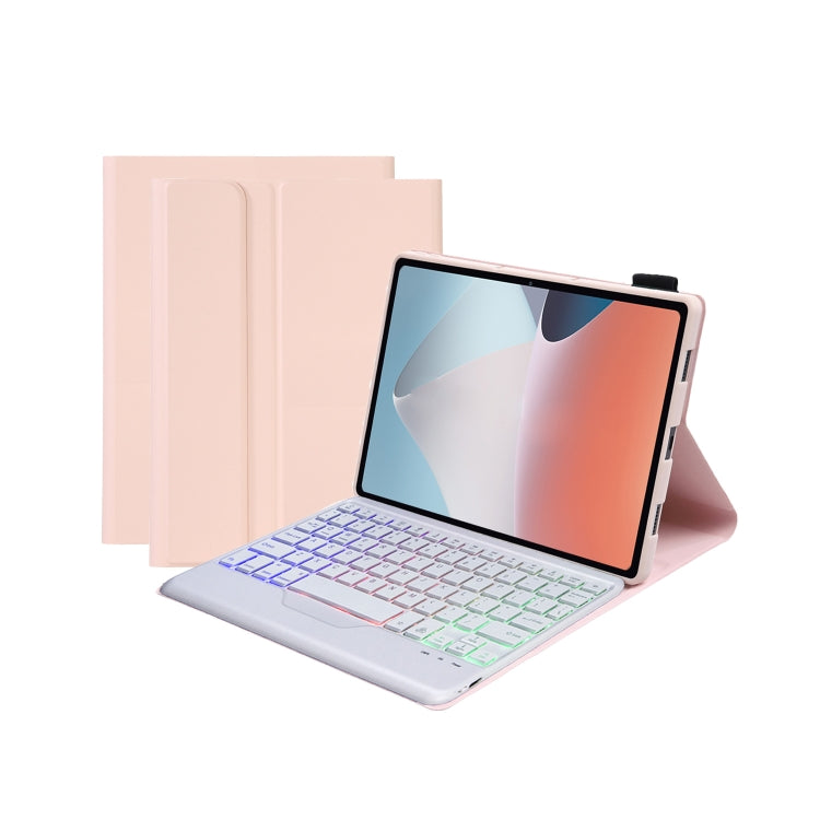 OP12-BS Lambskin Texture Ultra-thin Bluetooth Keyboard Leather Case with Backlight For OPPO Pad Air 10.4 inch(Pink) - Others Keyboard by buy2fix | Online Shopping UK | buy2fix