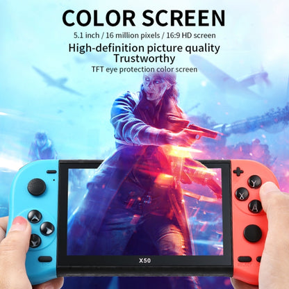 X50 5.1 inch Screen Handheld Retro Game Console 8G Memory with 6000+ Games(Red+Blue) - Pocket Console by buy2fix | Online Shopping UK | buy2fix