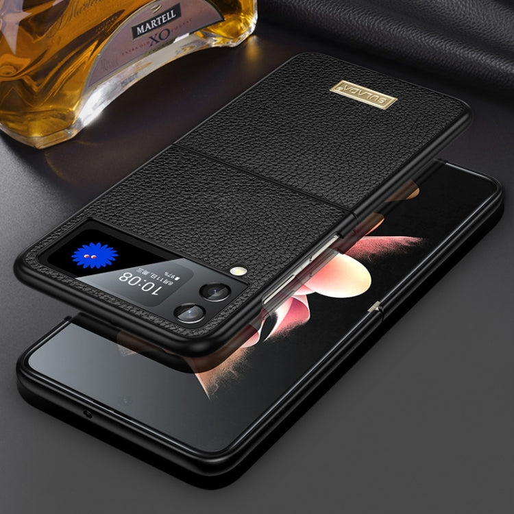 For Samsung Galaxy Z Flip4 SULADA Shockproof TPU + Handmade Leather Phone Case(Black) - Galaxy Z Flip4 5G Cases by SULADA | Online Shopping UK | buy2fix