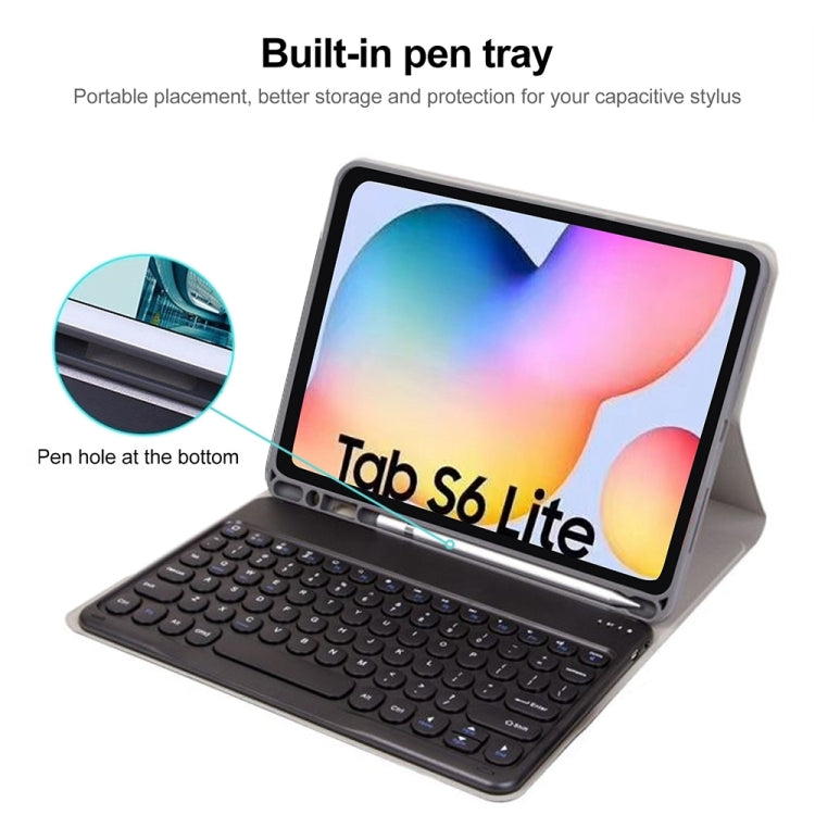 Round Cap Bluetooth Keyboard Leather Case with Pen Slot, without Touchpad For Samsung Galaxy Tab S7(Gold+White Keyboard) - Samsung Keyboard by buy2fix | Online Shopping UK | buy2fix