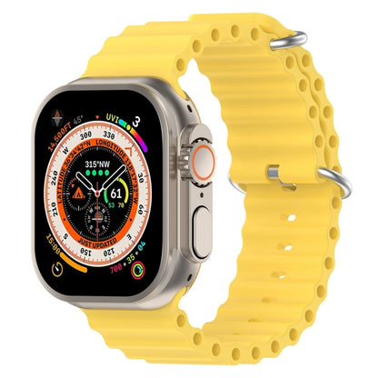 Ocean Silicone Watch Band For Apple Watch Ultra 49mm / Series 8&7 45mm / SE 2&6&SE&5&4 44mm (Yellow) - Smart Wear by buy2fix | Online Shopping UK | buy2fix